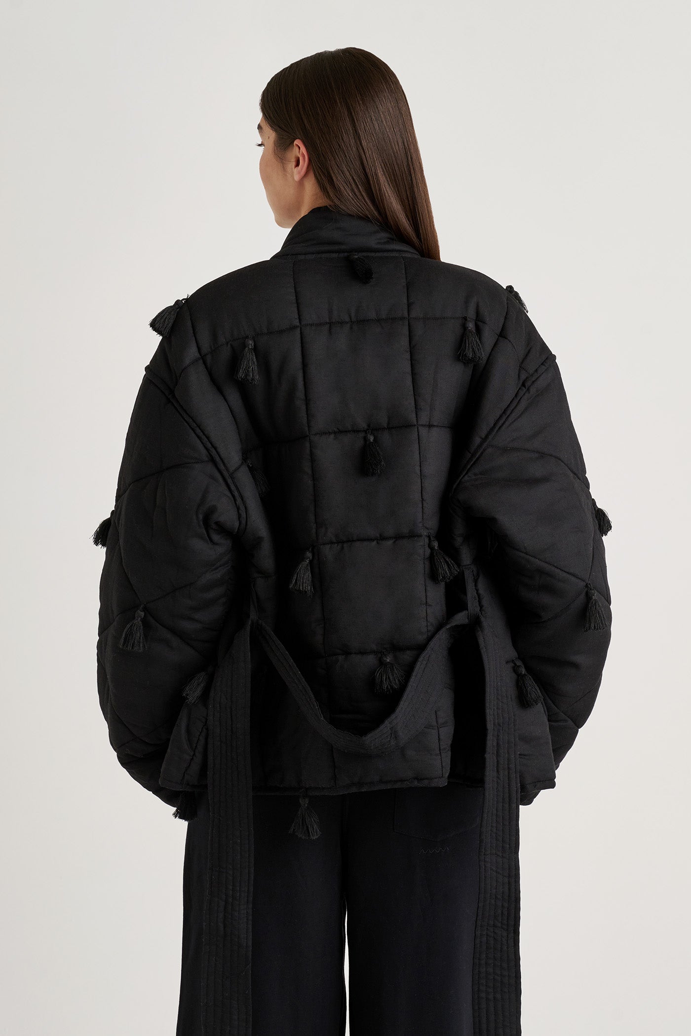 Womens Back Close Dromen Tassel Jacket on a white background