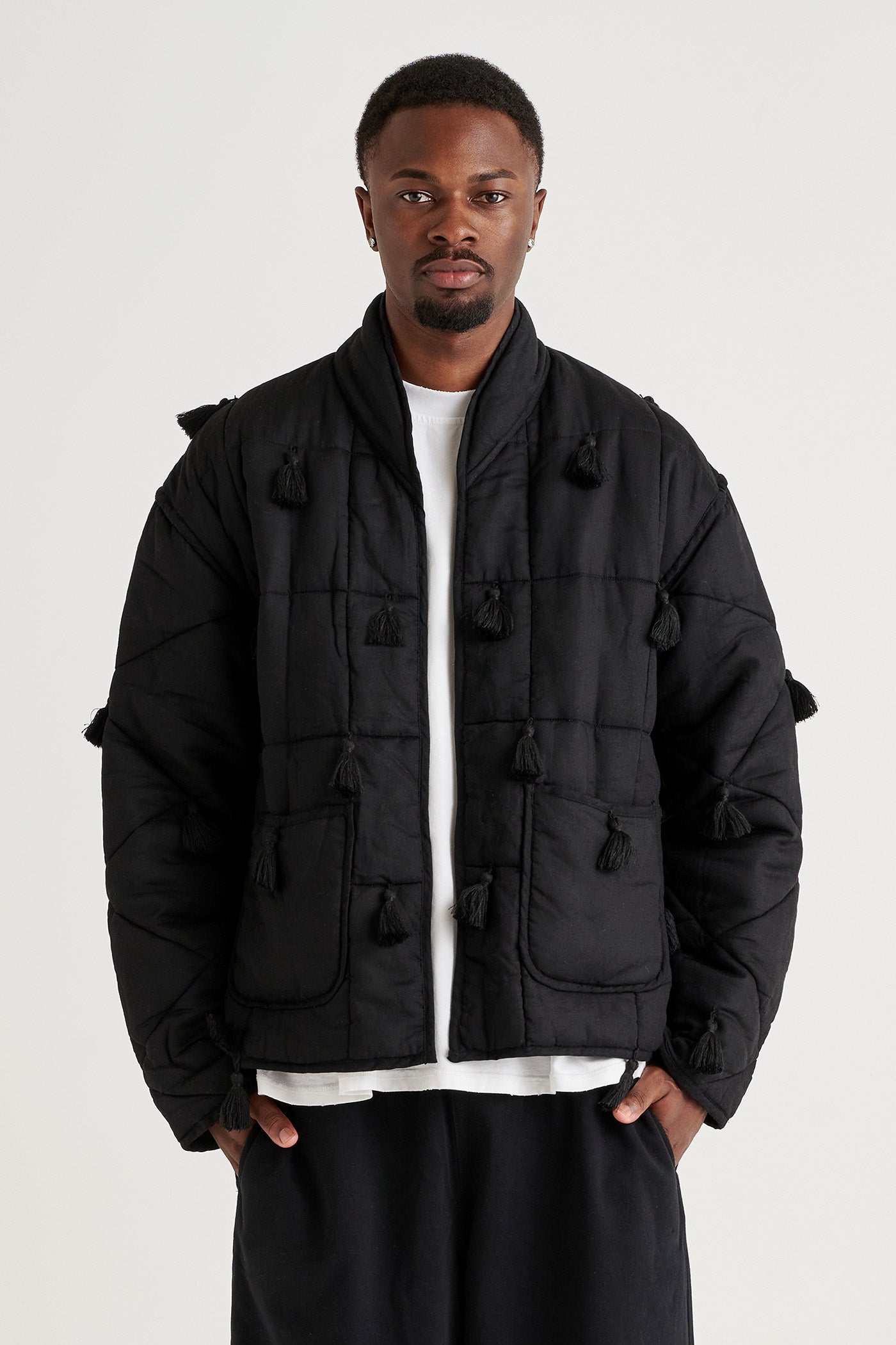 Mens Front Close Dromen Tassel Jacket on white background