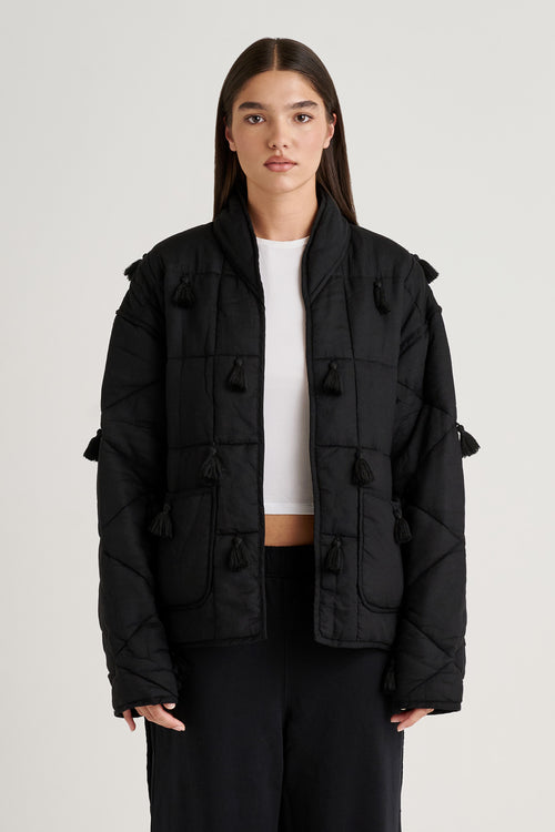 Womens Front Close Dromen Tassel Jacket on white background